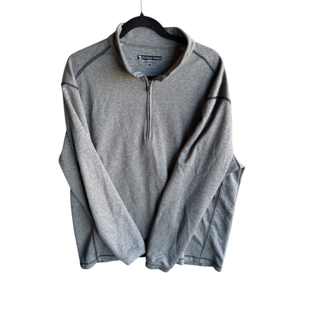 Pebble Beach Men's Performance Shirt 1/4 Zip Pullover Grey Size Large